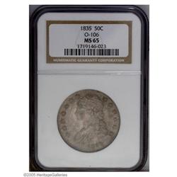 1835 50C MS65 NGC. O-106, R.1. Deep gray and pastel-go 1835[50C] MS65 NGC.