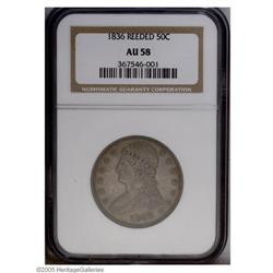 1836 50C Reeded Edge AU58 NGC. Deep dove-gray and oliv 1836[50C] Reeded Edge AU58 NGC.