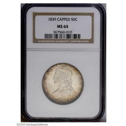 1839 50C MS64 NGC. Lovely peripheral russet and apple- 1839[50C] MS64 NGC.