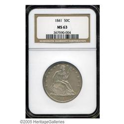 1841 50C MS63 NGC. Considered a high R.6 issue in Mint 1841[50C] MS63 NGC.