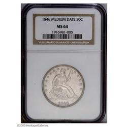 1846 50C Medium Date MS64 NGC. Ex: Richmond Collection 1846[50C] Medium Date MS64 NGC.