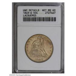 1849-O 50 --Lacquered--ANACS. Unc Details, Net MS60. Th 1849-O[50]--Lacquered--ANACS. Unc Details, N