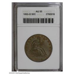 1852-O 50C AU55 ANACS. Possessing deep, rich iridescen 1852-O[50C] AU55 ANACS.