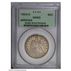 1854-O 50C Arrows MS63 PCGS. Semi-bright, golden-gray 1854-O[50C] Arrows MS63 PCGS.