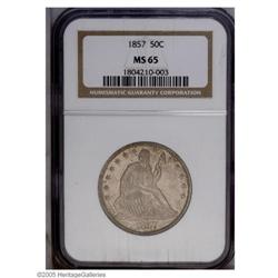 1857 50C MS65 NGC. Medium chestnut and steel-gray colo 1857[50C] MS65 NGC.