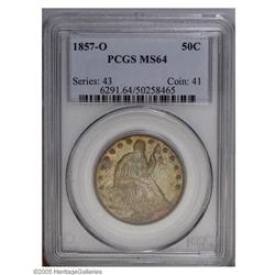 1857-O 50C MS64 PCGS. WB-102. Fragments of the date lo 1857-O[50C] MS64 PCGS.