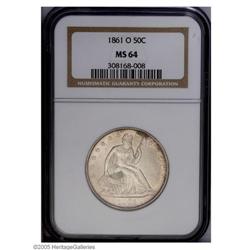 1861-O 50C MS64 NGC. An immensely popular Seated Half 1861-O[50C] MS64 NGC.