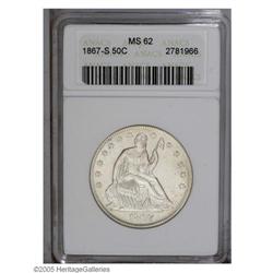 1867-S 50C MS62 ANACS. Fully brilliant and well struck 1867-S[50C] MS62 ANACS.