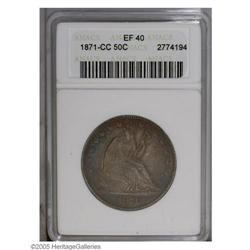 1871-CC 50C XF40 ANACS. Actually a much rarer date tha 1871-CC[50C] XF40 ANACS.