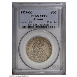 1873-CC 50C Arrows XF45 PCGS. Medium to deep gray in c 1873-CC[50C] Arrows XF45 PCGS.