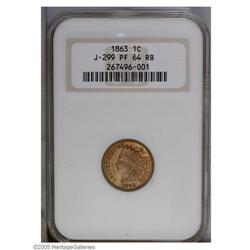 1863 1C One Cent, Judd-299, Pollock-359, R.3, PR64 Red 1863[1C] One Cent, Judd-299, Pollock-359, R.3