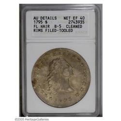 1795 S$1 Flowing Hair, Three Leaves--Cleaned, Rims Fil 1795[S$1] Flowing Hair, Three Leaves--Cleaned