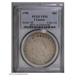 1795 S$1 Flowing Hair, Two Leaves VF25 PCGS. B-1, BB-2 1795[S$1] Flowing Hair, Two Leaves VF25 PCGS.