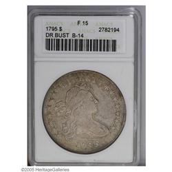 1795 S$1 DRAPE BUST F15 ANACS.From The New Zealand Col 1795[S$1] Draped Bust, Off Center Fine 15 ANA