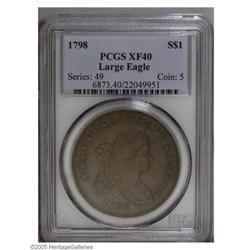 1798 S$1 Large Eagle XF40 PCGS. B-3, BB-94, R.4. This 1798[S$1] Large Eagle XF40 PCGS.