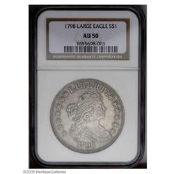 1798 S$1 Large Eagle AU50 NGC. B-8, BB-125, R.2. Die S 1798[S$1] Large Eagle AU50 NGC.