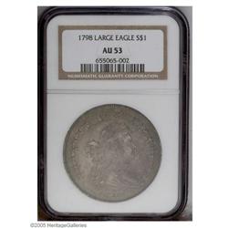 1798 S$1 Large Eagle AU53 NGC. B-24, BB-124, R.2. This 1798[S$1] Large Eagle AU53 NGC.