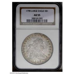 1798 S$1 Large Eagle AU55 NGC. B-20, BB-102, R.5. Die 1798[S$1] Large Eagle AU55 NGC.
