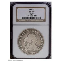 1799 S$1 VG8 NGC. Obverse displays attractive even wea 1799[S$1] VG8 NGC.