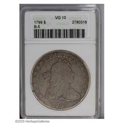 1799 S$1 VG10 ANACS. Grayish-gold surfaces are relativ 1799[S$1] VG10 ANACS.
