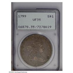 1799 S$1 VF35 PCGS. B-11, BB-161, R.2. A ''no berries' 1799[S$1] VF35 PCGS.