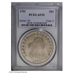 1799 S$1 AU53 PCGS. B-8, BB-165, R.2. Lustrous pale si 1799[S$1] AU53 PCGS.