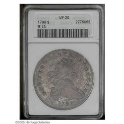 1799 S$1 Irregular Date, 13 Stars Reverse VF20 ANACS. 1799[S$1] Irregular Date, 13 Stars Reverse VF2