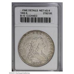 1800 S$1 Wide Date, Low 8--Cleaned--ANACS. Fine Detail 1800[S$1] Wide Date, Low 8--Cleaned--ANACS. F