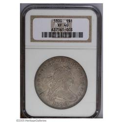 1800 S$1 XF40 NGC. B-10, BB190. R-3. Die State III. Th 1800[S$1] Wide Date, Low 8 XF40 NGC.