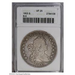 1803 S$1 Large 3 VF25 ANACS. B-6, BB-255, R.2. Die Sta 1803[S$1] Large 3 VF25 ANACS.