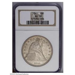 1841 S$1 AU58 NGC. Deep golden-brown and tan-gray colo 1841[S$1] AU58 NGC.
