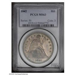 1842 S$1 MS63 PCGS. Despite a limited original mintage 1842[S$1] MS63 PCGS.
