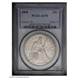 1844 S$1 AU50 PCGS. Breen-5431. A tan-gray example wit 1844[S$1] AU50 PCGS.