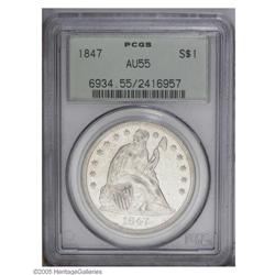 1847 S$1 AU55 PCGS. The mintage of 140,750 pieces make 1847[S$1] AU55 PCGS.