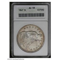 1847 S$1 AU58 ANACS. Orange and cream-gray colors enri 1847[S$1] AU58 ANACS.