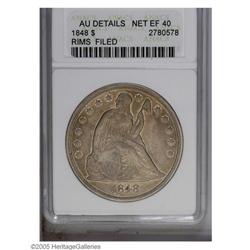 1848 S$1 --Rims Filed--ANACS. AU Details, Net XF40. Wel 1848[S$1]--Rims Filed--ANACS. AU Details, Ne