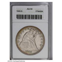 1849 S$1 AU50 ANACS. Little, if any wear seems evident 1849[S$1] AU50 ANACS.