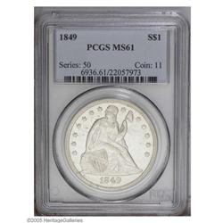 1849 S$1 MS61 PCGS. With a mintage of 62,600 pieces, t 1849[S$1] MS61 PCGS.