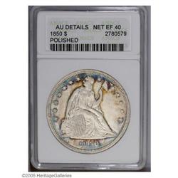 1850 S$1 --Polished--ANACS. AU Details, Net XF40. Well 1850[S$1]--Polished--ANACS. AU Details, Net X