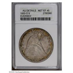1850-O S$1 --Cleaned--ANACS. AU Details, Net XF45. Mode 1850-O[S$1]--Cleaned--ANACS. AU Details, Net