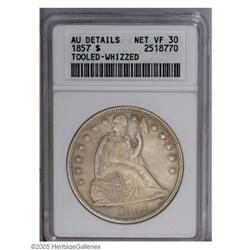 1857 S$1 --Tooled, Whizzed--ANACS. AU Details, Net VF30 1857[S$1]--Tooled, Whizzed--ANACS. AU Detail