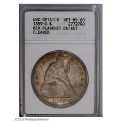 1859-O S$1 --Reverse Planchet Defect, Cleaned--ANACS. U 1859-O[S$1]--Reverse Planchet Defect, Cleane