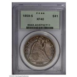 1859-S S$1 XF40 PCGS. Golden-brown and steel-blue colo 1859-S[S$1] XF40 PCGS.