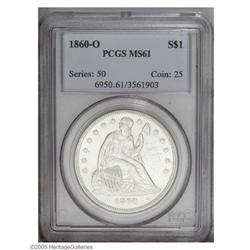 1860-O S$1 MS61 PCGS. Brilliant and highly lustrous wi 1860-O[S$1] MS61 PCGS.
