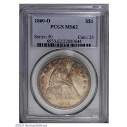 1860-O S$1 MS62 PCGS. Bright lustrous surfaces show wh 1860-O[S$1] MS62 PCGS.