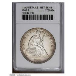 1862 S$1 --Polished--ANACS. AU Details, Net XF45. A sca 1862[S$1]--Polished--ANACS. AU Details, Net 