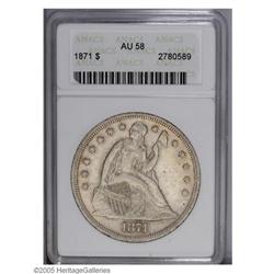 1871 S$1 AU58 ANACS. Well struck with substantial rema 1871[S$1] AU58 ANACS.