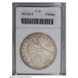 1872-CC S$1 Fine 15 ANACS. Moderately worn with lightl 1872-CC[S$1] Fine 15 ANACS.