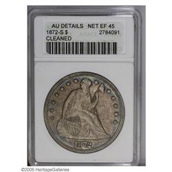 1872-S S$1 --Cleaned--ANACS. AU Details, Net XF45. An e 1872-S[S$1]--Cleaned--ANACS. AU Details, Net