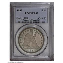 1857 S$1 PR62 PCGS. A pleasing example with moderate s 1857[S$1] PR62 PCGS.